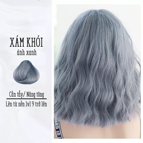 Thuốc Nhuộm Tóc Dạng Tuýp Màu Xám Khói Ánh Xanh Cần Tẩy Damask Mỹ Phẩm Chính Hãng